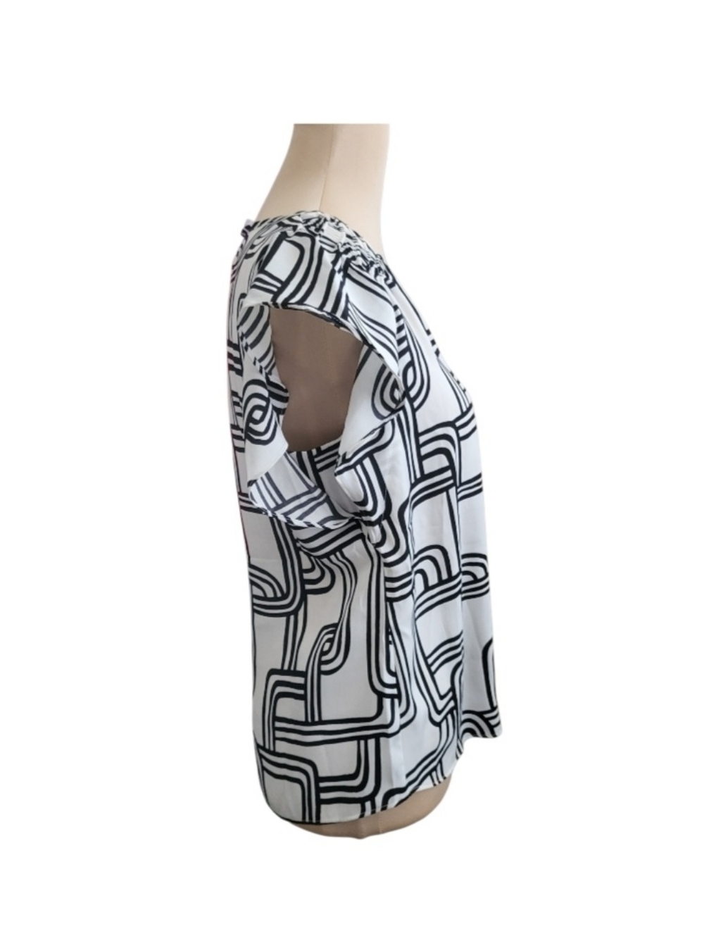 NWT Women's Nine West White/Black Short Sleeve V-Neck Blouse - XS - Picture 4 of 10